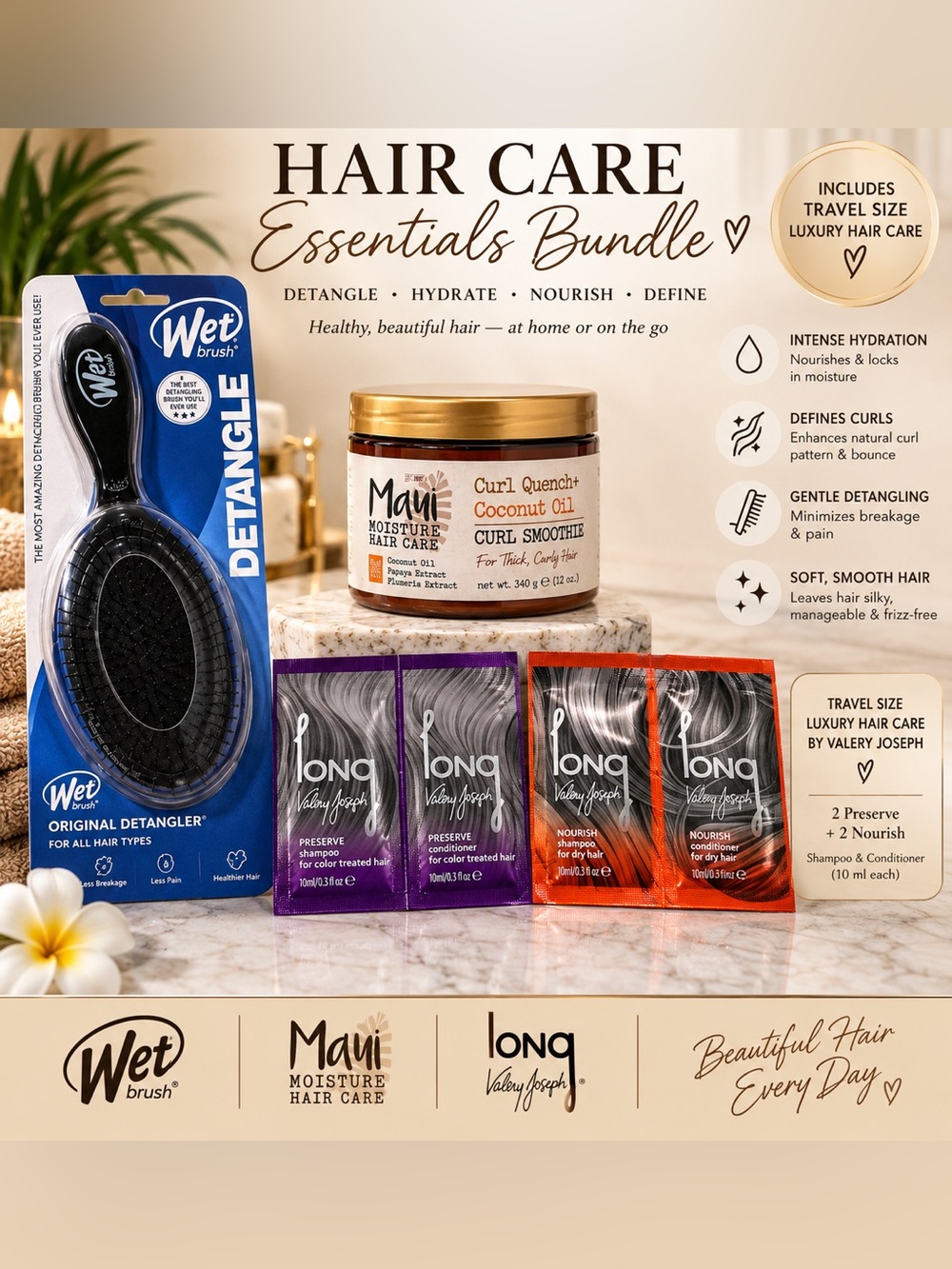 Wet Brush & Maui Moisture Curl Smoothie Hair Care Bundle - Black